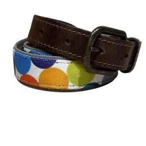 CROOKIES Canvas Belt Size 28 Polka Dot Leather Tips‎ Multi-Color